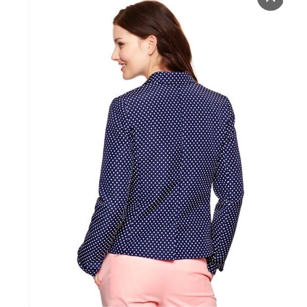 Gap Academy Blazer Navy White Polka Dot Classic Fit Single Button Women Size 4 - Picture 2 of 7